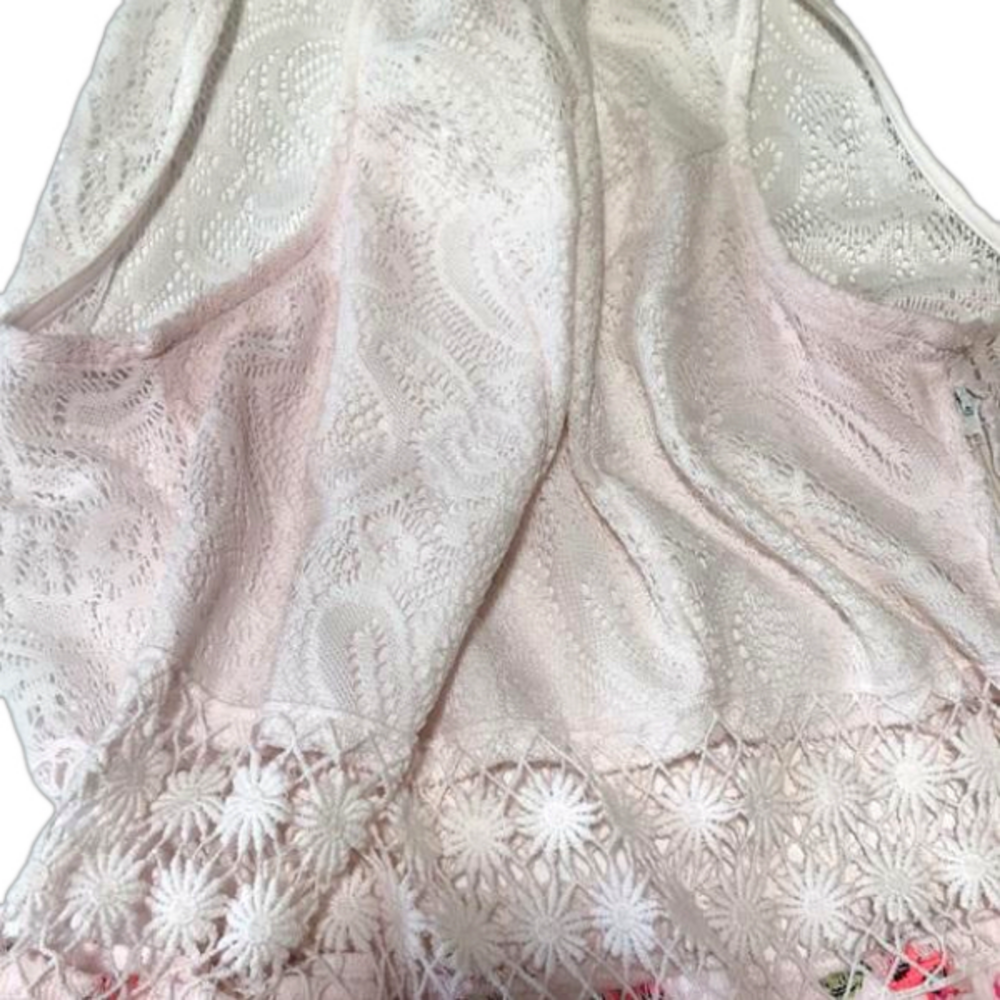 RUE21 Creamy White Cut Out Lace Top w/Pink Floral Silky Bottom Sundress—Sz XL - Picture 13 of 16